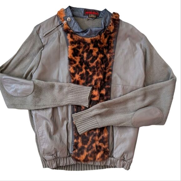 Vintage Jackie Vital leather fur &‎ knit jacket size medium - Picture 3 of 8